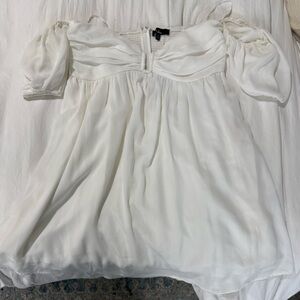 Lulu's Ivory Puff Sleeve Dress